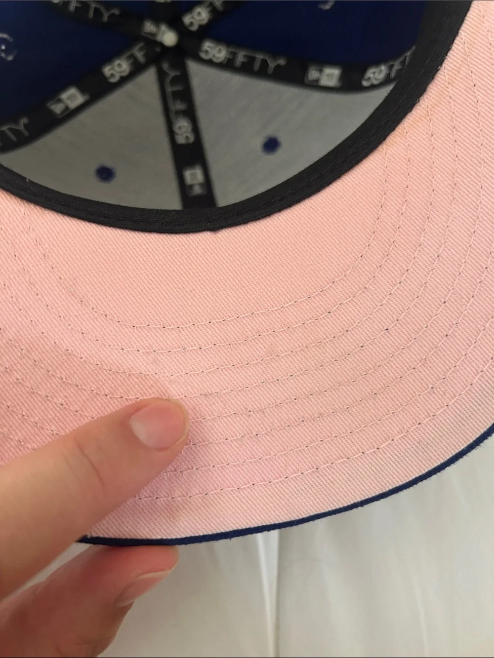 New Era Blue Snapback Cap with Pink Undervisor